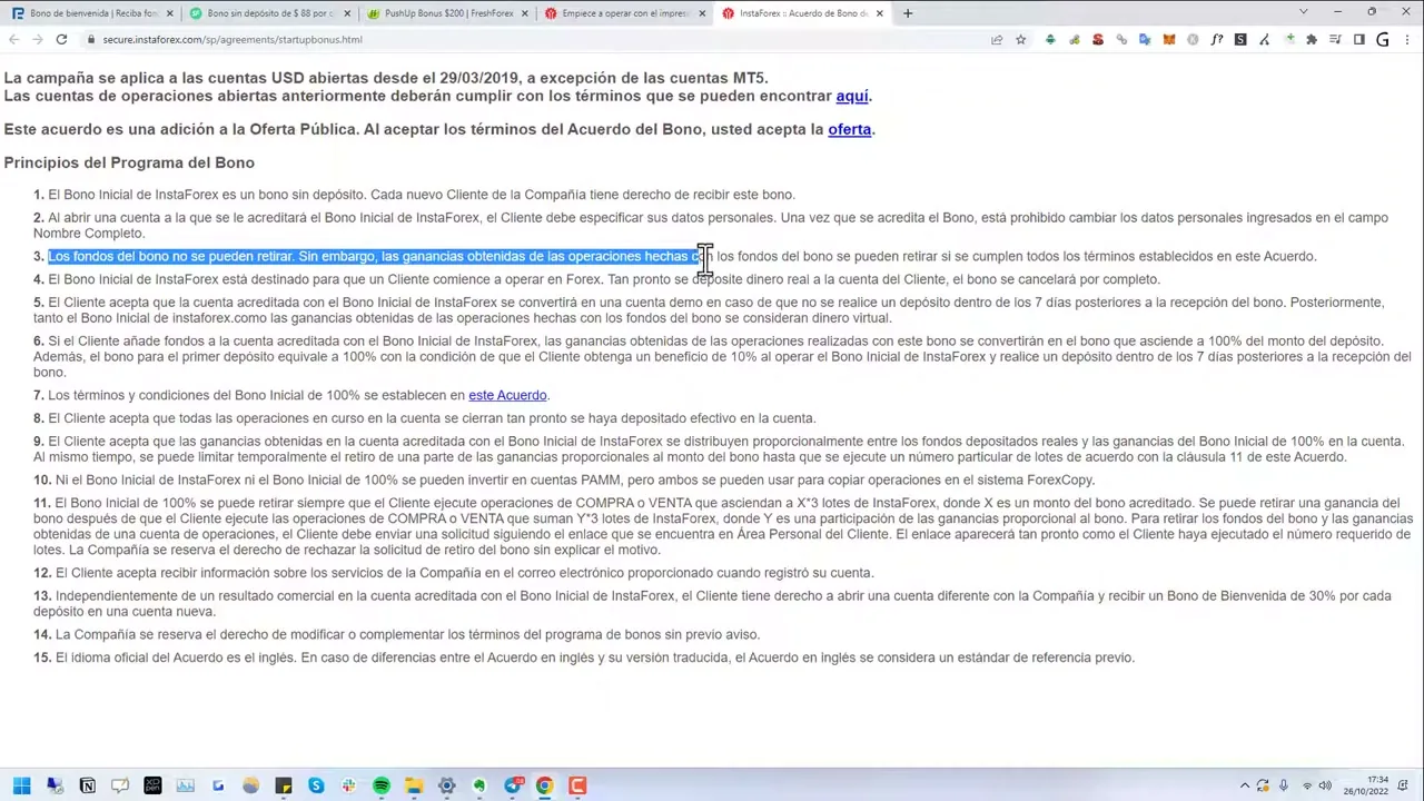 bono sin depósito en el móvil
